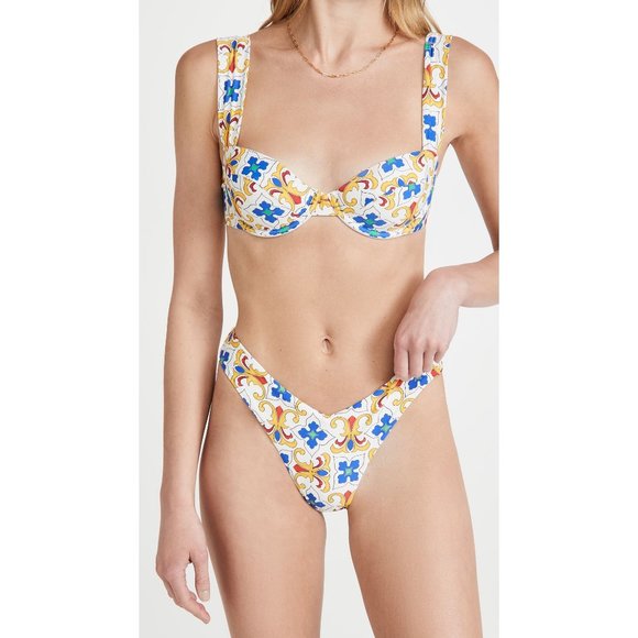 WeWoreWhat Delilah Bikini Bottom in Pearl Tile Multi Medium New Nwt Swimsuit - Picture 1 of 13